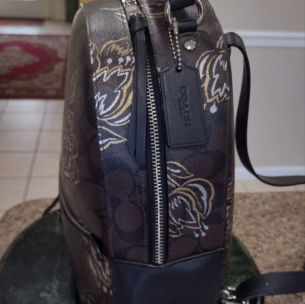 Coach Jordyn Signature Canvas Tulip Brown Backpack Like new